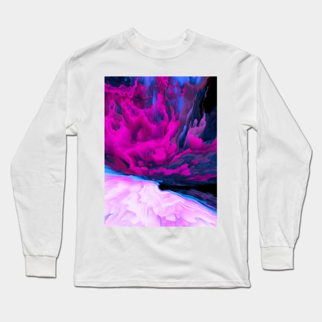 Angelic Devil Glitched Fluid Art Long Sleeve T-Shirt by AestheticVaporwave